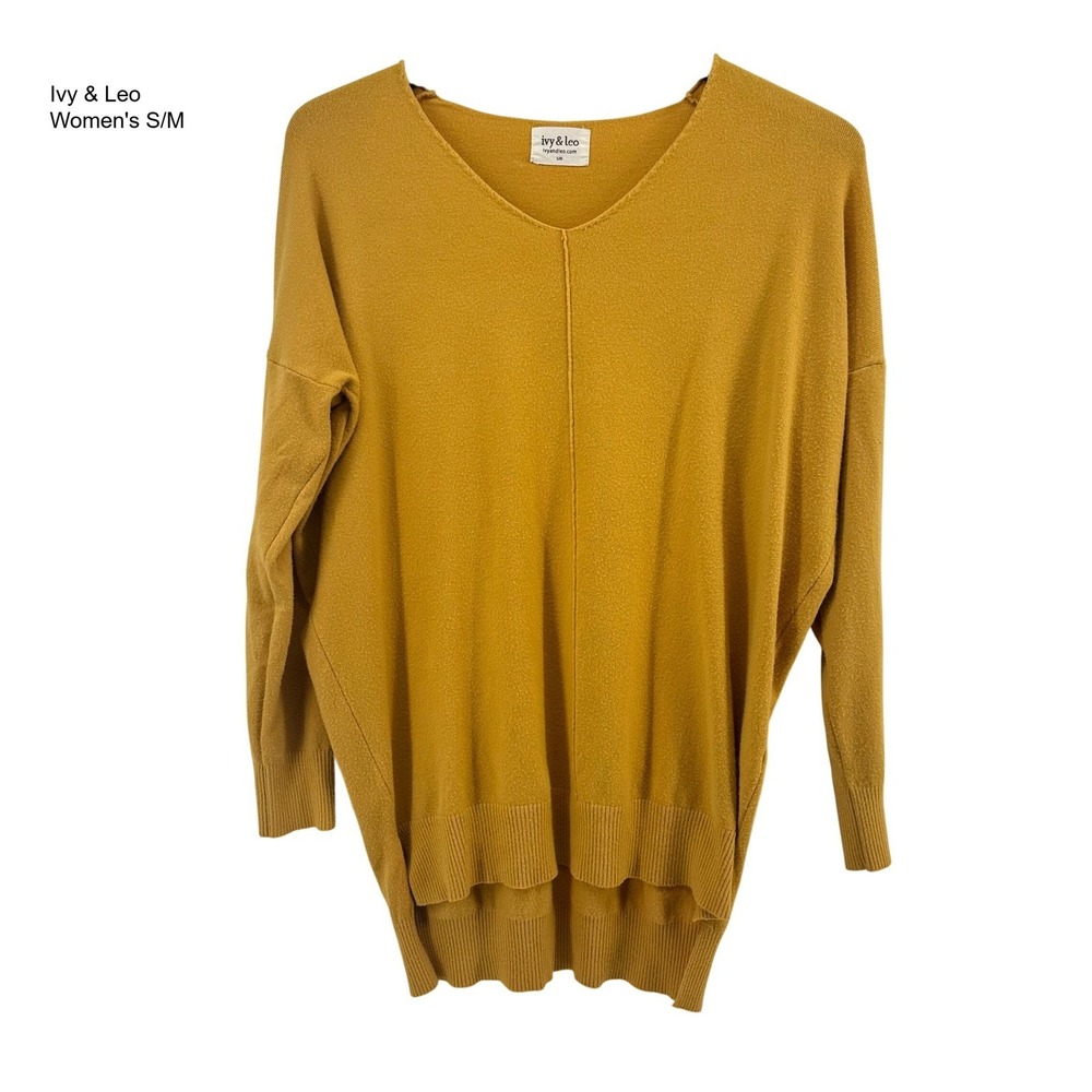 Ivy & Leo Mustard Yellow V Neck Sweater Top Women's S/M